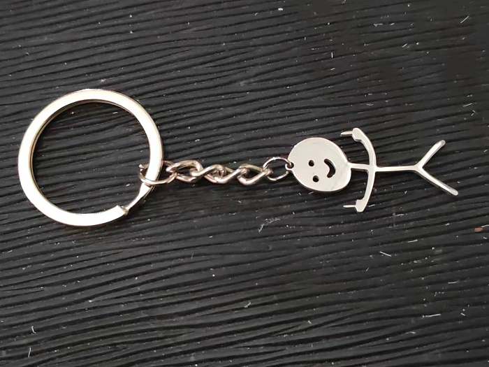 Cute Human Smiley Face Stainless Steel Earrings Keychain Necklace