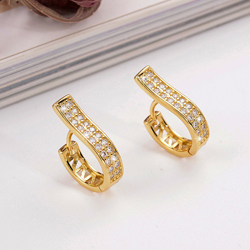1 Pair IG Style Simple Style Whistle Plating Inlay Copper Zircon 18K Gold Plated Earrings