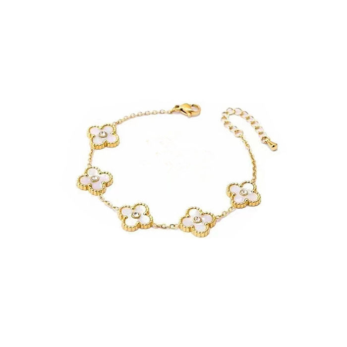 Sweet Flower Titanium Steel Plating Gold Plated Bracelets Earrings