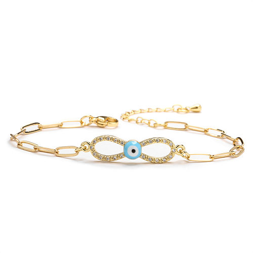 Cute Sweet Devil'S Eye Dragonfly Copper Plating Inlay Zircon Bracelets