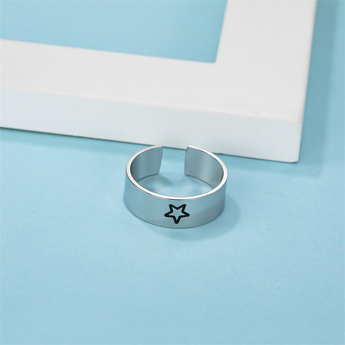 Wholesale Casual Simple Style Star Moon Stainless Steel Titanium Steel Open Rings