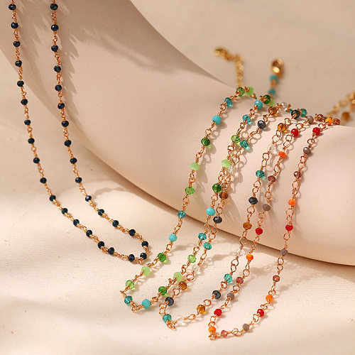 Simple Style Round Crystal Copper Plating Necklace