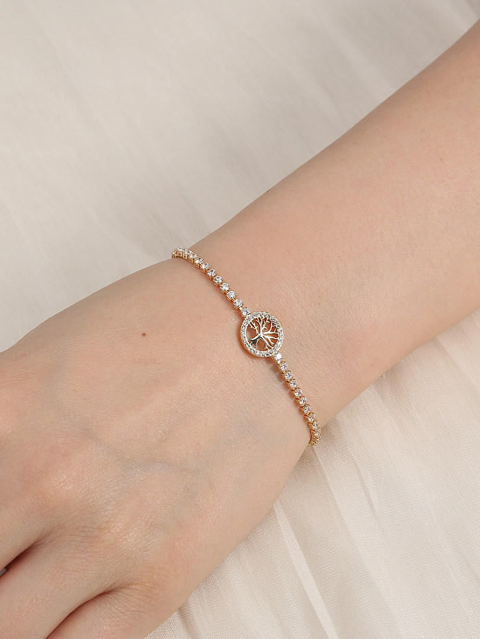 Simple Style Tree Copper Bracelets Layered Zircon Copper Bracelets