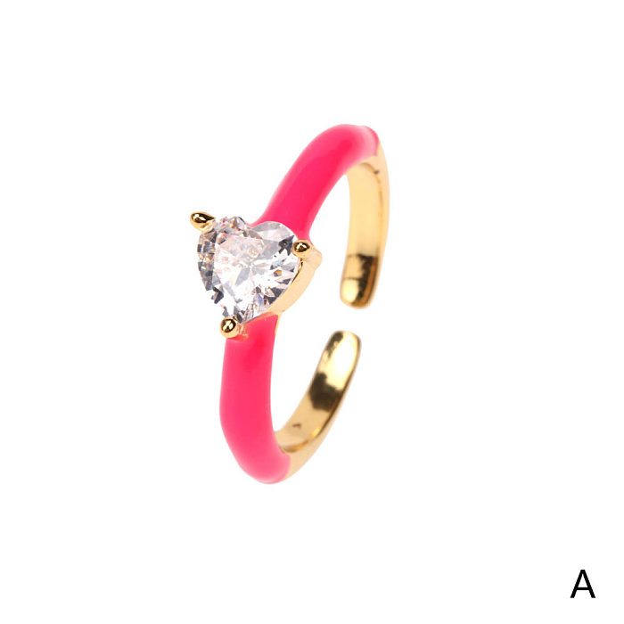 Wholesale Simple Heart Zircon Copper Ring jewelry