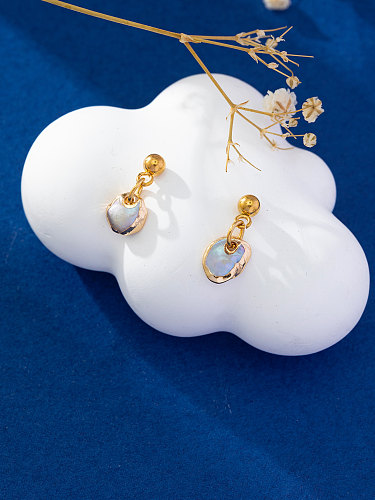 1 paire de boucles d'oreilles en cuivre avec perles baroques géométriques de Style classique pour femmes