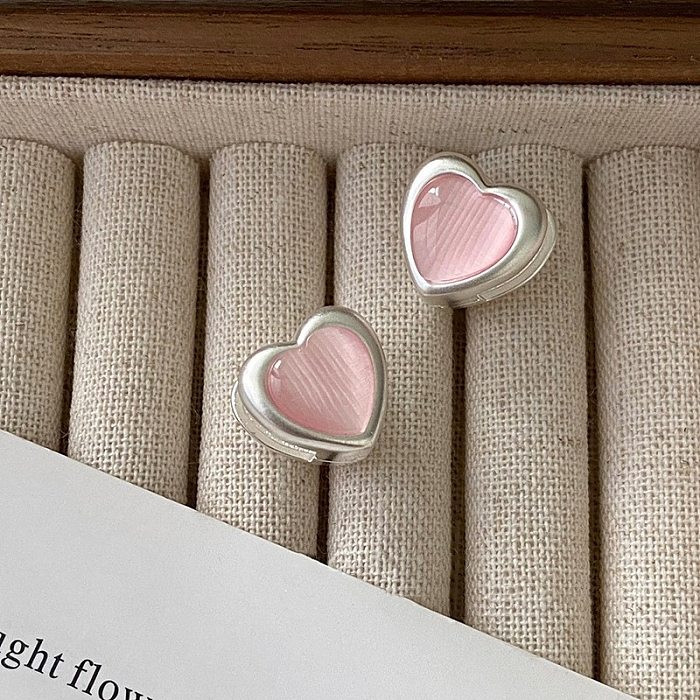 1 Pair Casual Sweet Heart Shape Plating Inlay Copper Zircon Ear Studs