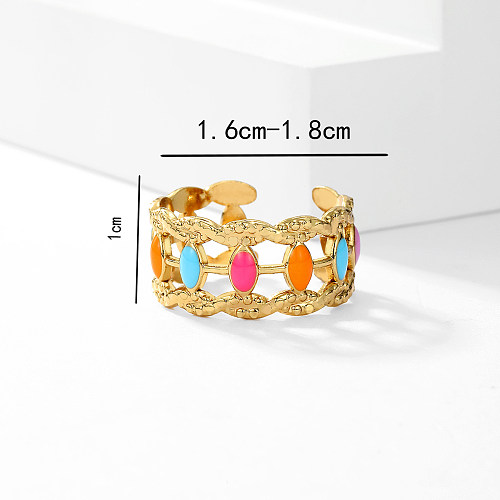 1 Piece Vintage Style Fashion Round Heart Shape Stainless Steel Copper Plating Inlay Zircon Open Ring