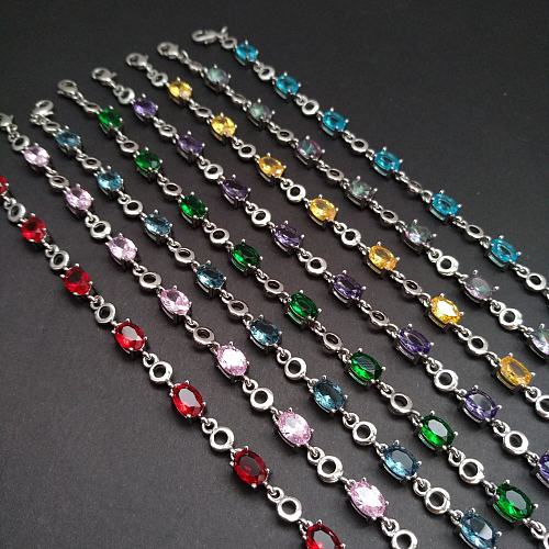 Fashion Geometric Copper Inlay Artificial Gemstones Bracelets