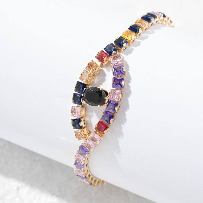 Vintage Style Ethnic Style Geometric Color Block Copper Plating Inlay Zircon Bracelets