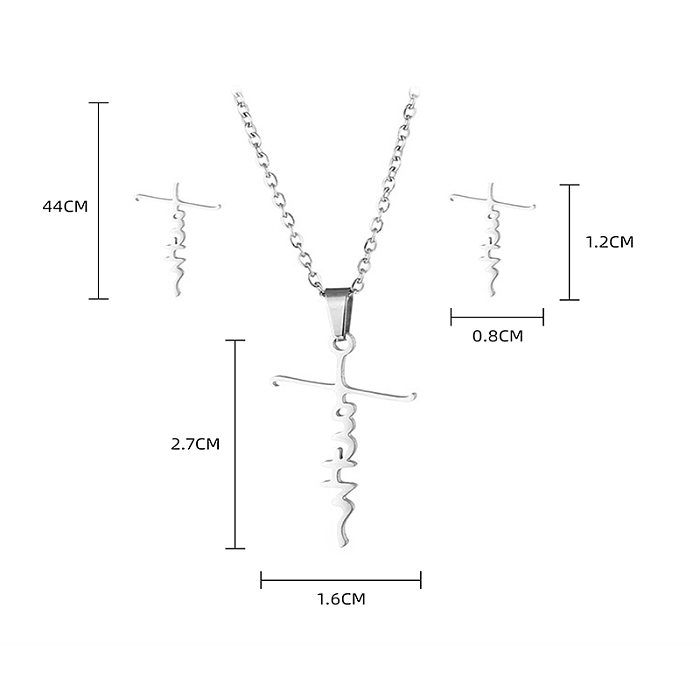 Simple Style Cross Stainless Steel Jewelry Set