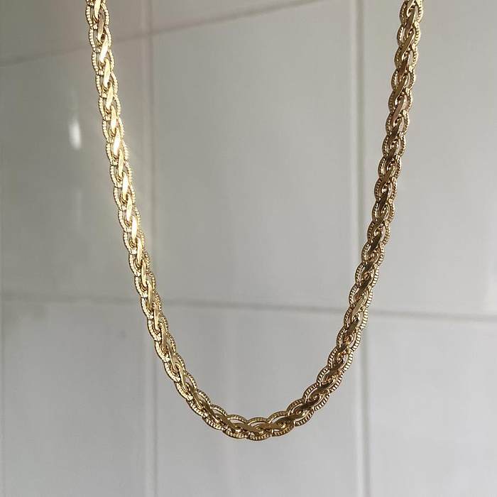 Retro Solid Color Copper Plating 18K Gold Plated Necklace
