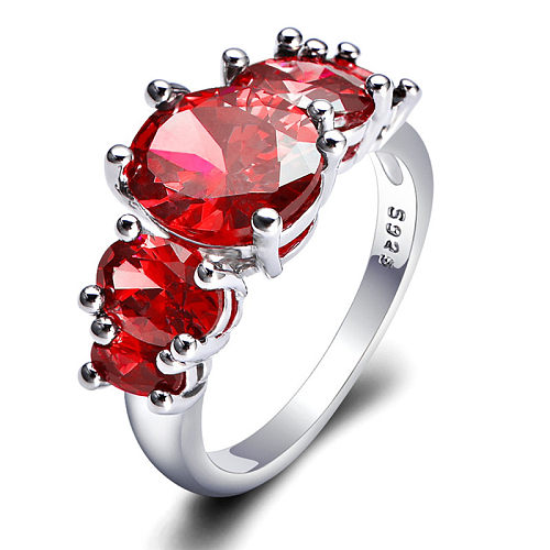 Elegant Shiny Oval Copper Inlay Zircon Rings