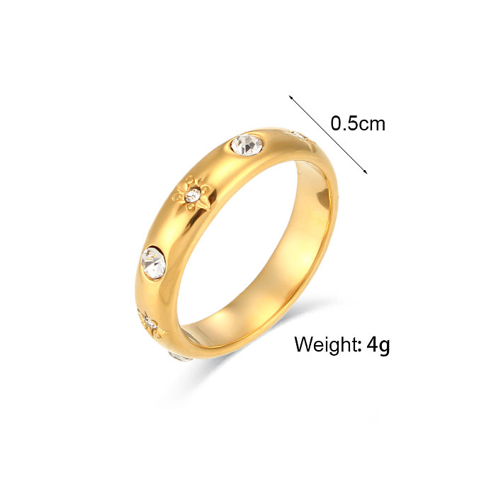 Fashion Round Stainless Steel Rings Inlay Zircon Stainless Steel Rings