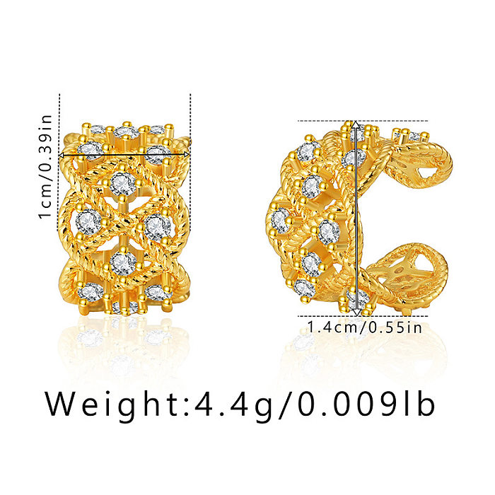 1 par de elegantes pendientes chapados en oro de 18 quilates con incrustaciones de circonita de cobre y chapado en mariposa