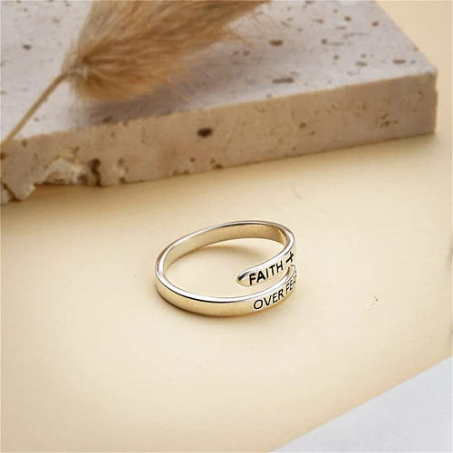 Casual Retro Letter Copper Plating Open Ring
