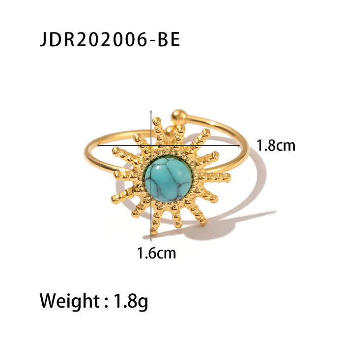 Fashion Sun Stainless Steel Plating Inlay Turquoise Open Ring 1 Piece