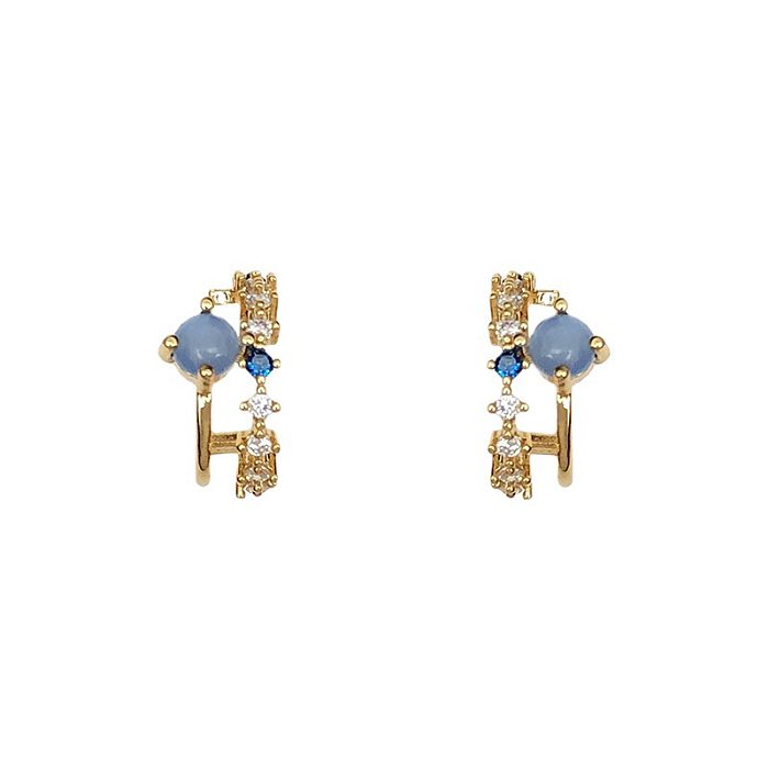 1 Pair IG Style Sweet Geometric Inlay Copper Zircon Earrings