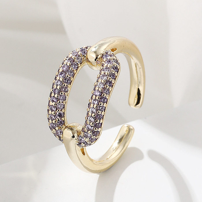 Fashion Geometric Copper Plating Zircon Open Ring