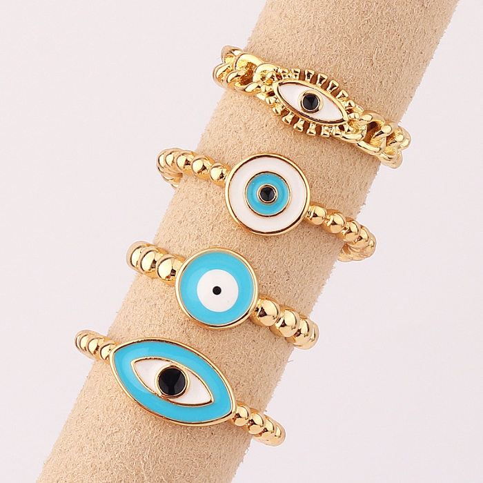 Fashion Devil'S Eye Copper Open Ring Enamel Copper Rings