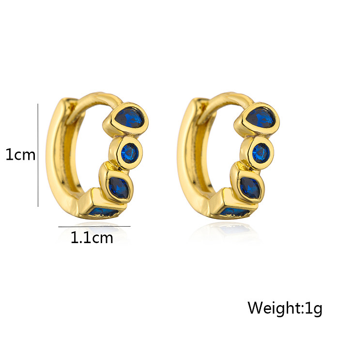 Fashion Bronze 18K Gold Micro Inlaid Zircon Irregular Geometric Copper Earring