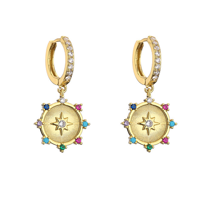 Boucles d'oreilles fines incrustées de Zircon, petits cercles, cristaux colorés, pendentif cœur abeille sirène