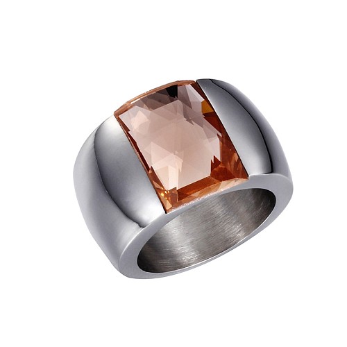 Simples novo anel de pedra de cor incrustada de aço de titânio joias por atacado