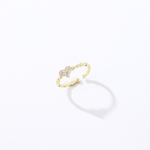 Simple Style Geometric Jigsaw Snake Copper Plating Hollow Out Inlay Zircon Open Rings