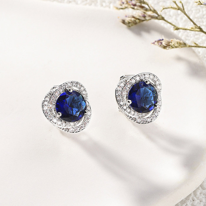 1 Pair Basic Simple Style Heart Shape Plating Inlay Copper Zircon 18K Gold Plated Ear Studs