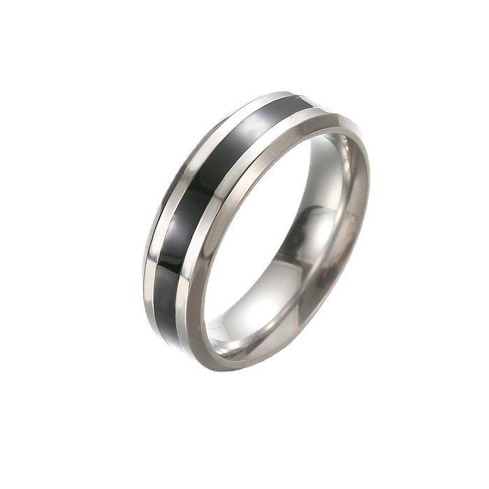 Casual Simple Style Round Stainless Steel Epoxy Plating Rings