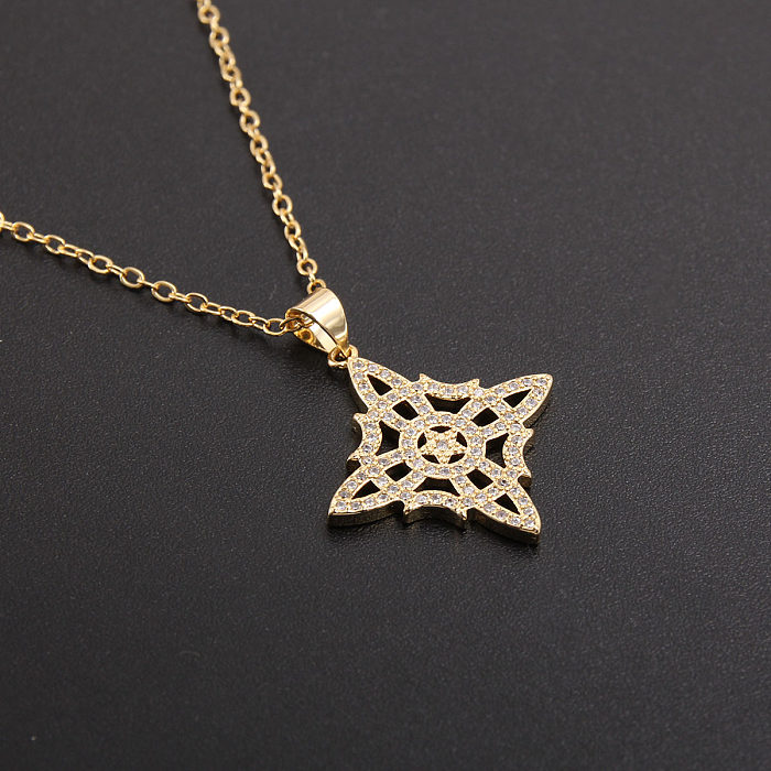 Casual Geometric Copper Plating Inlay Zircon Gold Plated Pendant Necklace