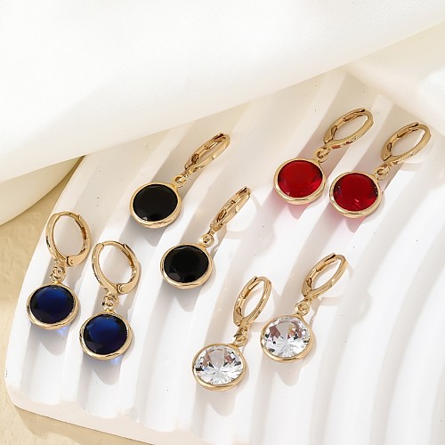 1 Pair Casual Sweet Simple Style Round Plating Inlay Copper Zircon Gold Plated Drop Earrings