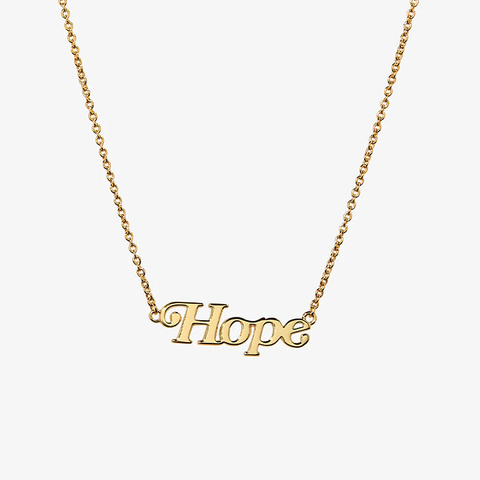Collar Chapado En Oro Con Chapado De Cobre Y Letras Elegantes