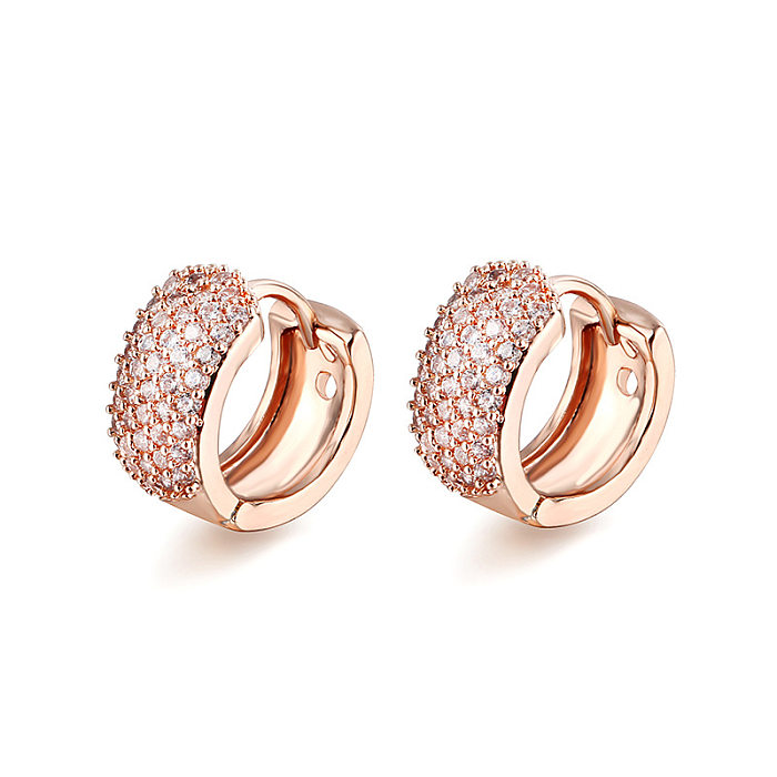 1 Pair Sweet Simple Style Solid Color Plating Inlay Copper Zircon Rose Gold Plated White Gold Plated Gold Plated Earrings