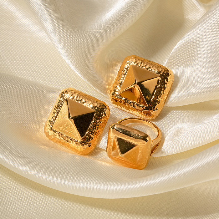 IG-Stil, einfarbig, Edelstahl-Beschichtung, 18 Karat vergoldete Ringe, Ohrringe