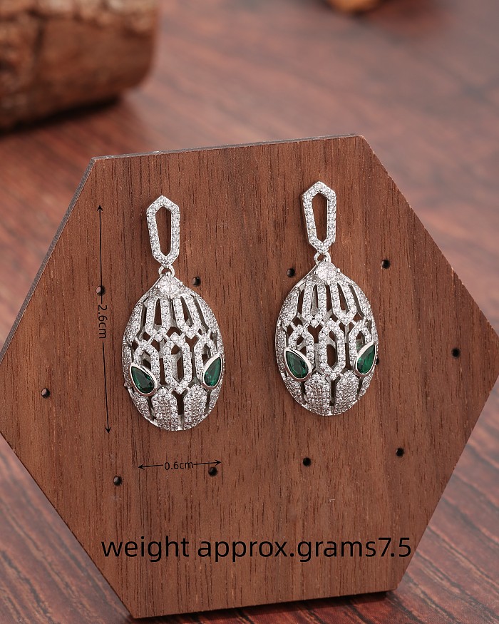 1 Piece 1 Pair Simple Style Streetwear Snake Plating Inlay Copper Zircon 18K Gold Plated White Gold Plated Drop Earrings
