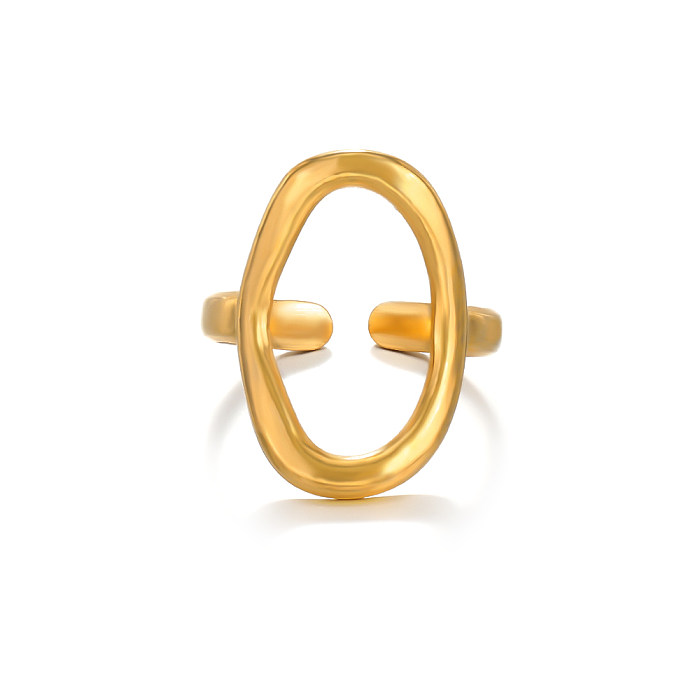 Atacado estilo simples oval de aço inoxidável banhado a ouro 18K anéis abertos