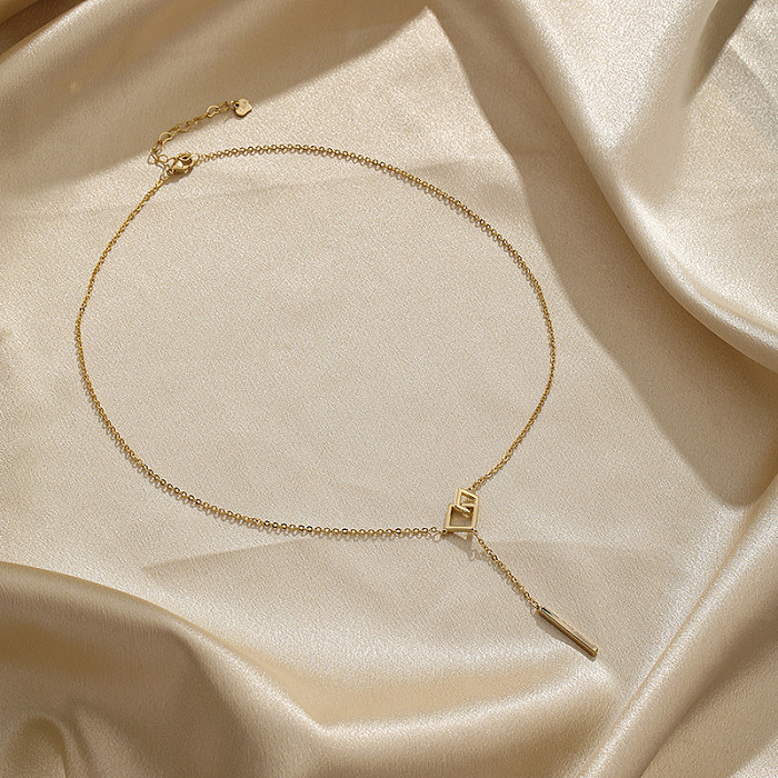 Lässige, schlichte Halskette mit geometrischer Verkupferung und 18-Karat-Vergoldung