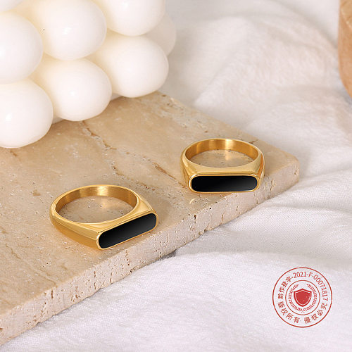 Europäischer und amerikanischer Schmuck, geometrischer Epoxid-Minimalist-Titanstahl-Ring aus 18 Karat echtem Gold
