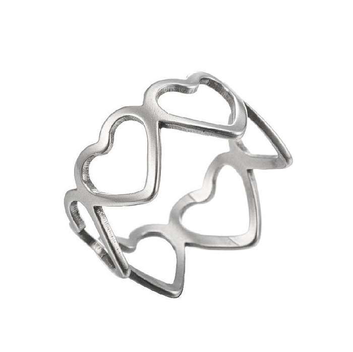 Women'S Fashion Heart Stainless Steel No Inlaid Stainless Steel Rings