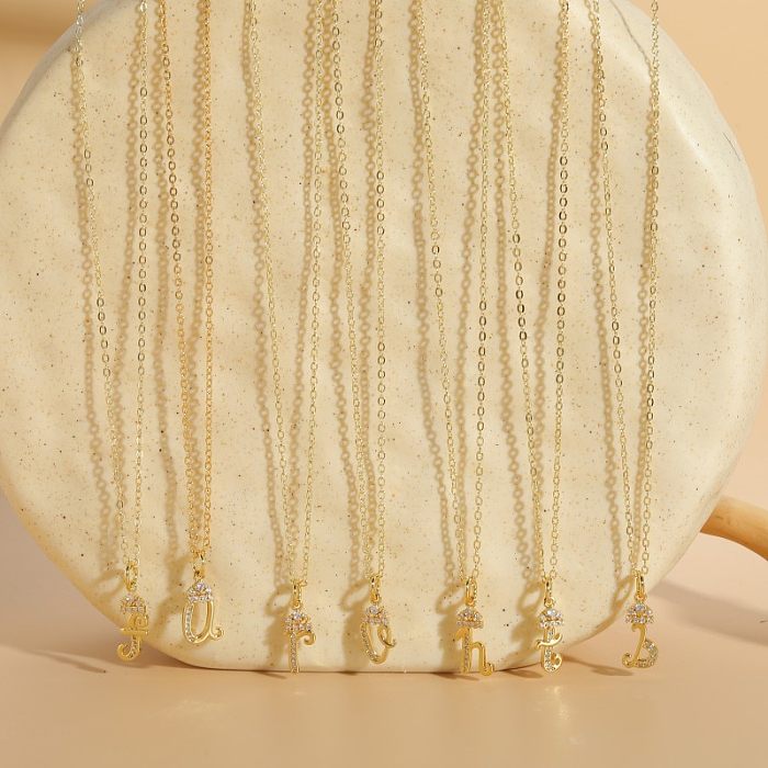 Halskette mit Zirkon-Anhänger im klassischen Stil aus Kupfer mit 14-Karat-Vergoldung in großen Mengen
