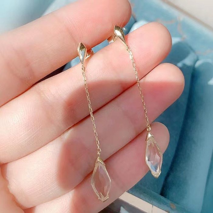 1 Pair Simple Style Water Droplets Plating Copper Drop Earrings