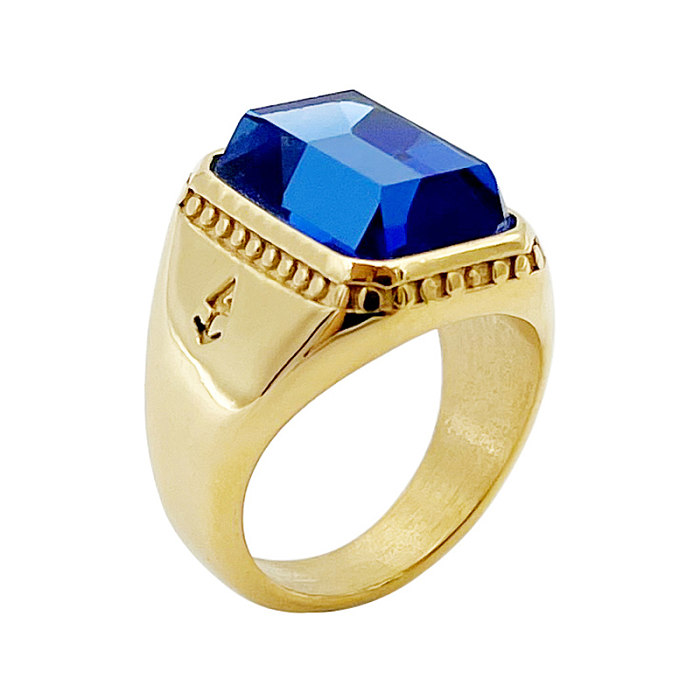 Glamouröse, quadratische, vergoldete offene Ringe mit Inlay aus Edelstahl und Zirkon