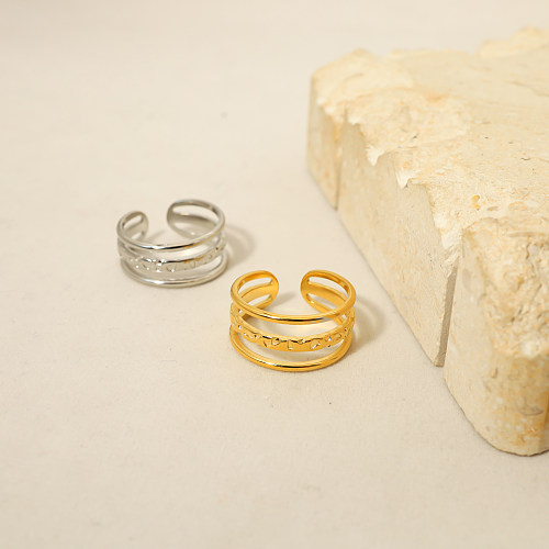 Schlichter offener Ring mit einfarbiger Titanstahlbeschichtung und 18-Karat-Vergoldung