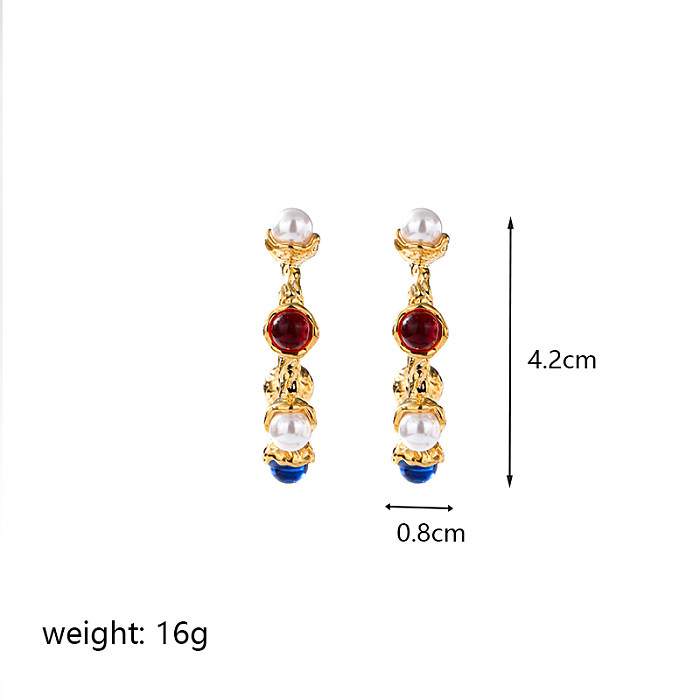 1 Pair Elegant Lady Classic Style C Shape Plating Inlay Copper Artificial Pearls Resin 18K Gold Plated Ear Studs