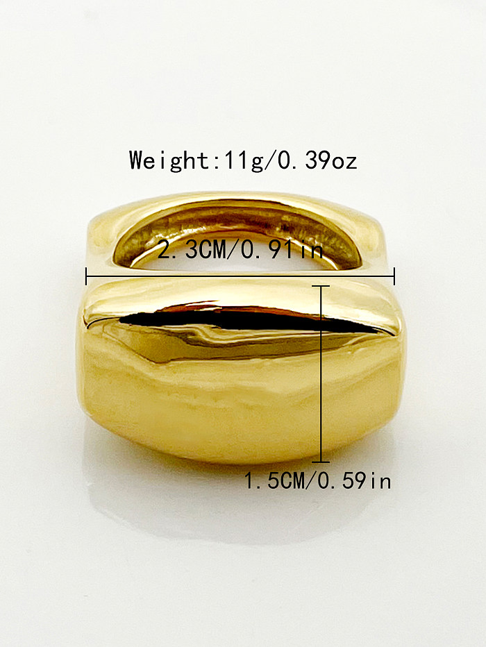 Anéis folheados a ouro de aço inoxidável da cor sólida irregular retro glam no volume