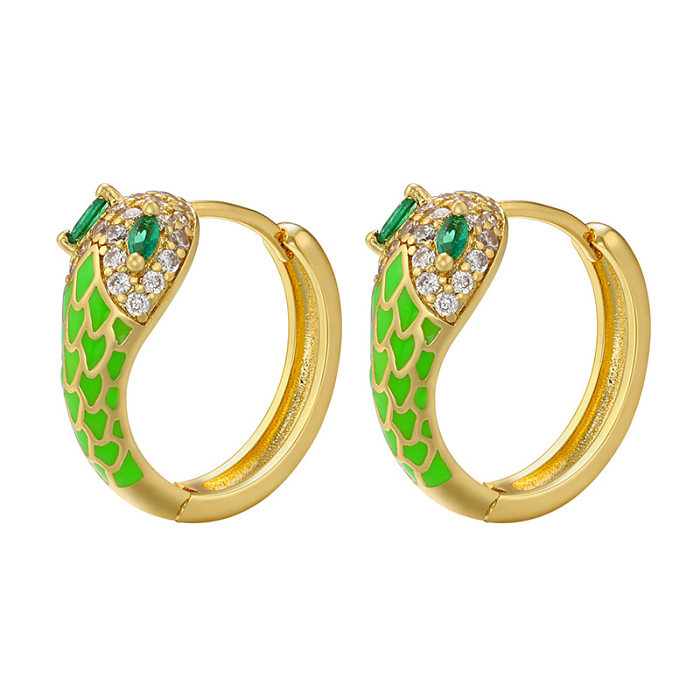1 Pair Fashion Snake Copper Plating Zircon Earrings