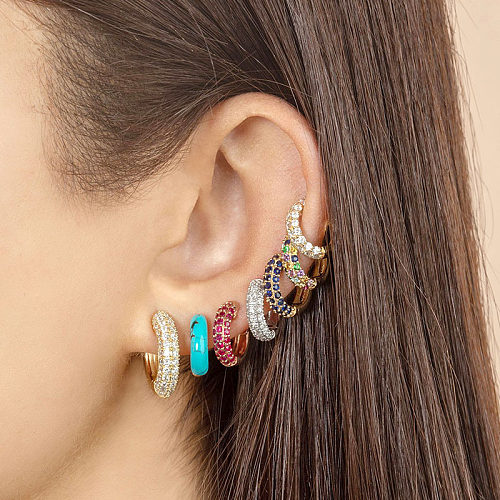 S925 Silver Needle Diamond Earrings Geometric Circle Earringspersonality Trend Niche Earrings