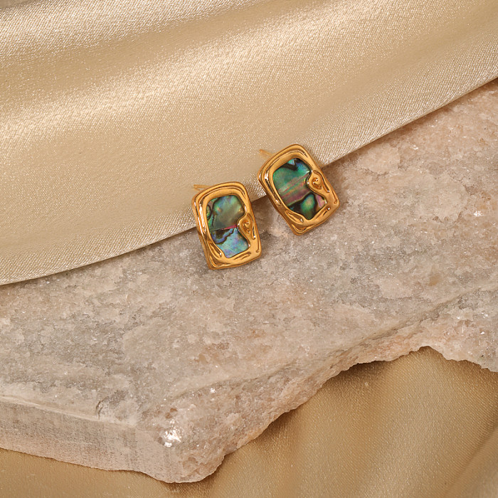 Pendientes chapados en oro de 1K con incrustaciones de perlas acrílicas de cobre, 18 par, estilo clásico Vintage, geométrico Irregular, forma de corazón