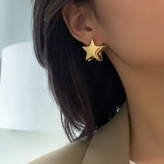 Fashion Star Copper Ear Studs Plating Copper Earrings