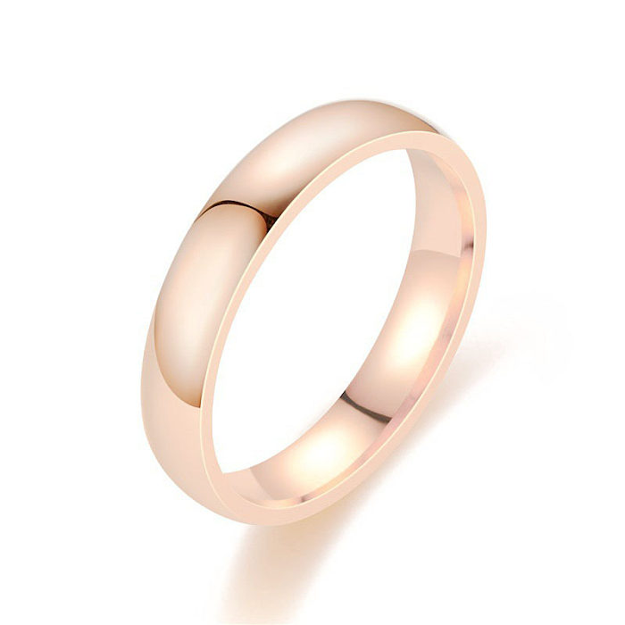 Simple Style Solid Color Titanium Steel Plating Rings 1 Piece